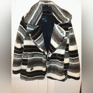 Black Brown and White Stripped  Teddy Bear Coat Size Small